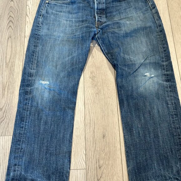 Levis Jean 501 Button Fly Mens Straight Legs Blue Med Wash Size 36/30 *Read - Picture 10 of 12